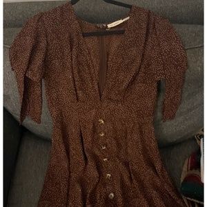 "Chic Elegance: Polka Dot Brown Dress in Size Small - Timeless Style